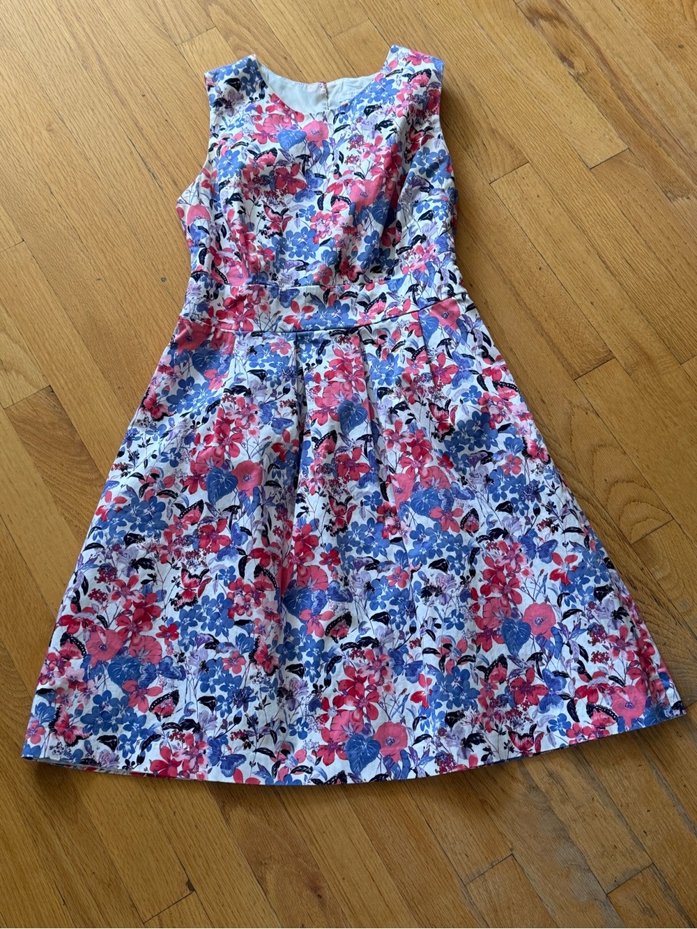 Charter Club Floral Sleeveless Fit-and-Flare Dress in Pink, Blue & White